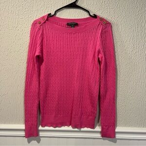 Lauren Ralph Lauren Pink Cable Knit 100% Cotton Sweater size medium